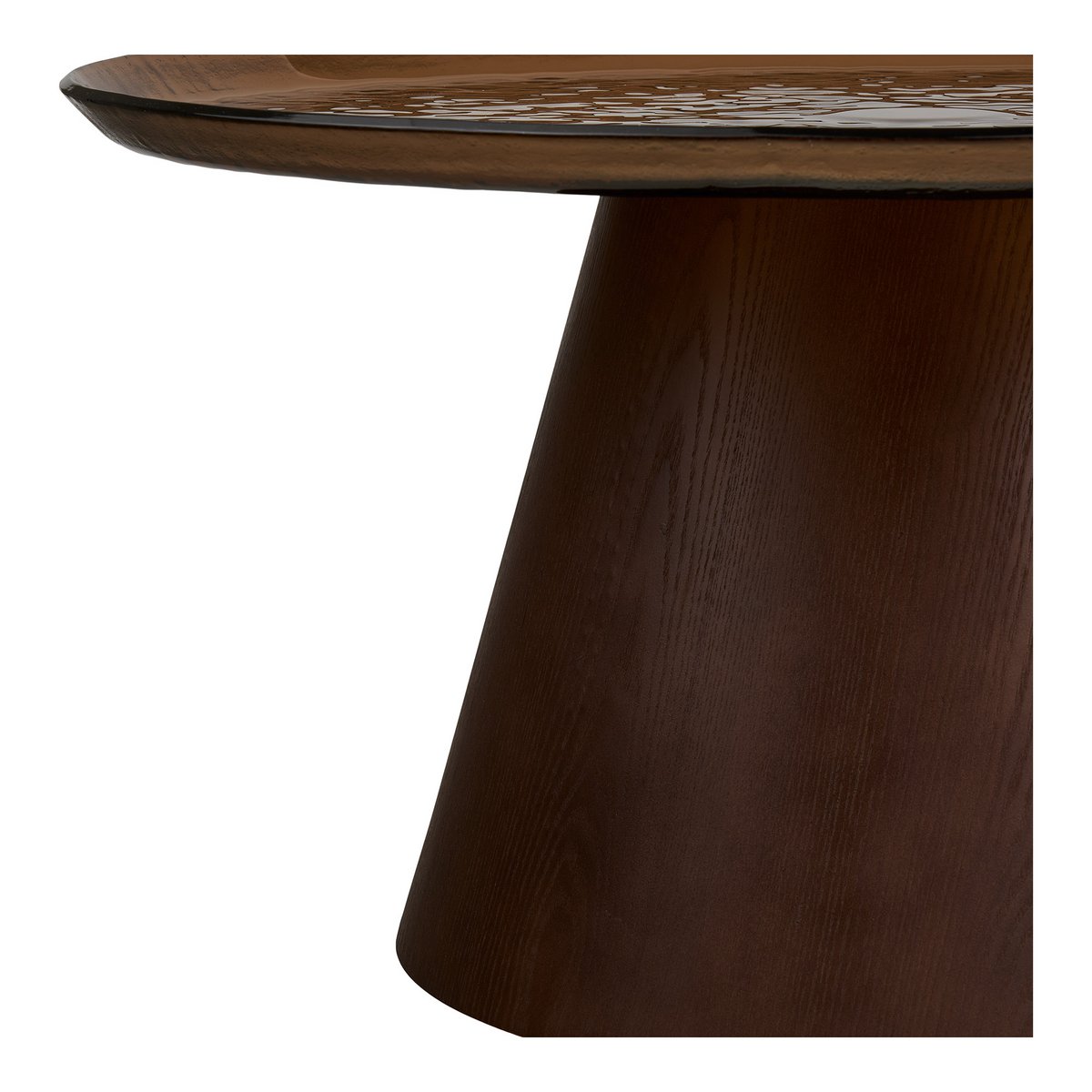 Table basse Orvieto marron en placage frêne et verre – Ø 80 × 42 cm