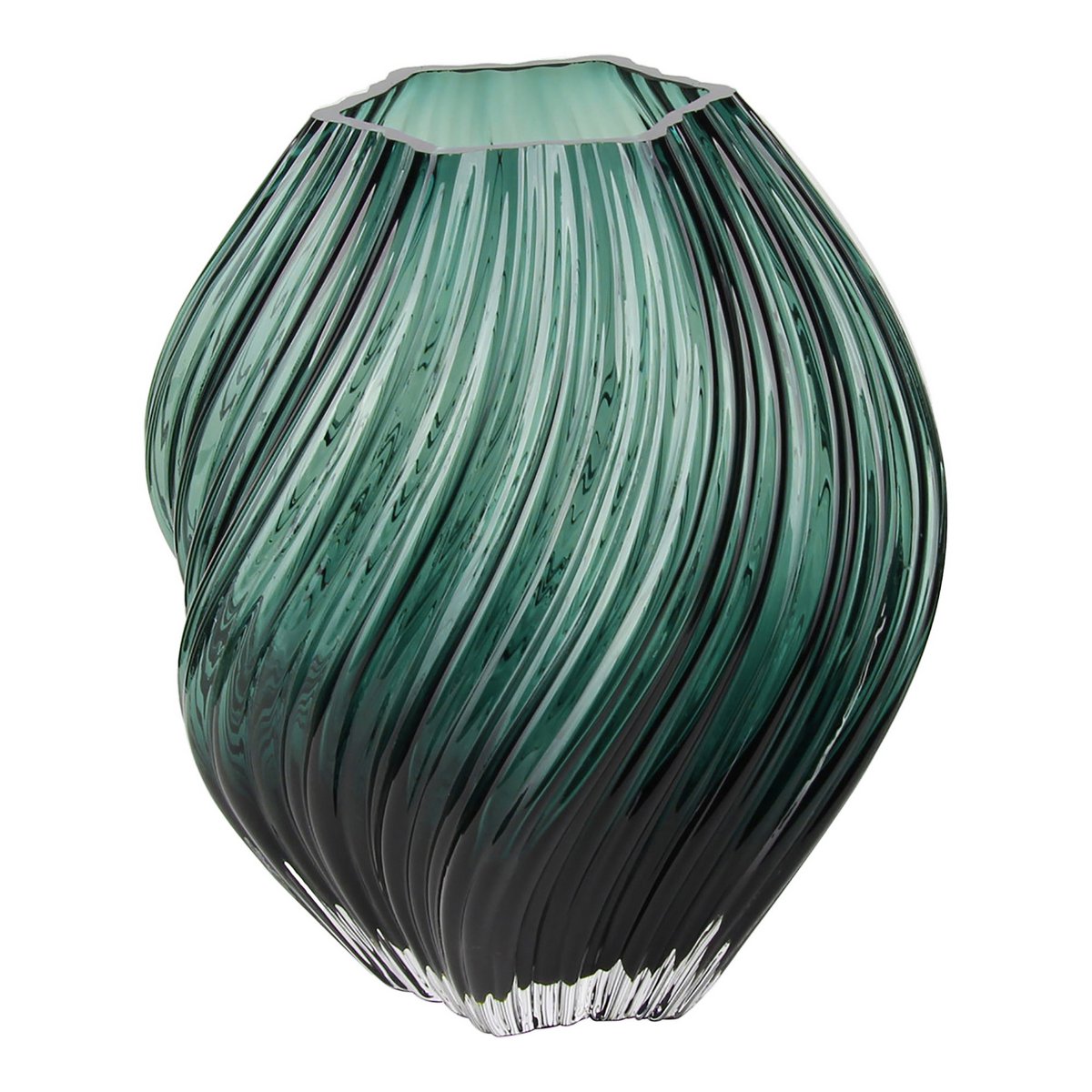 Vase en verre soufflé bouche vert foncé – Ø19x23 cm