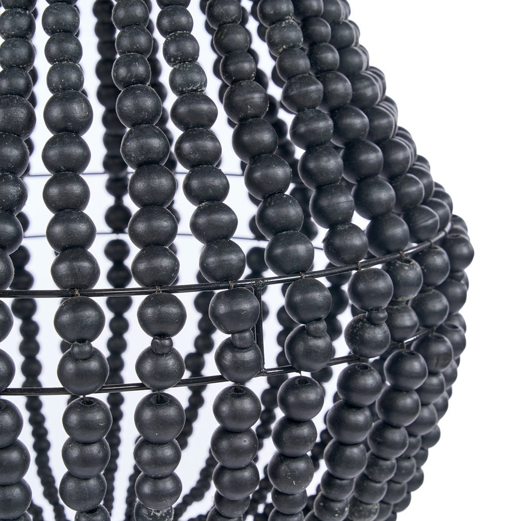 Lustre en perles de bois Teardrop – Noir – M | Bazar Bizar