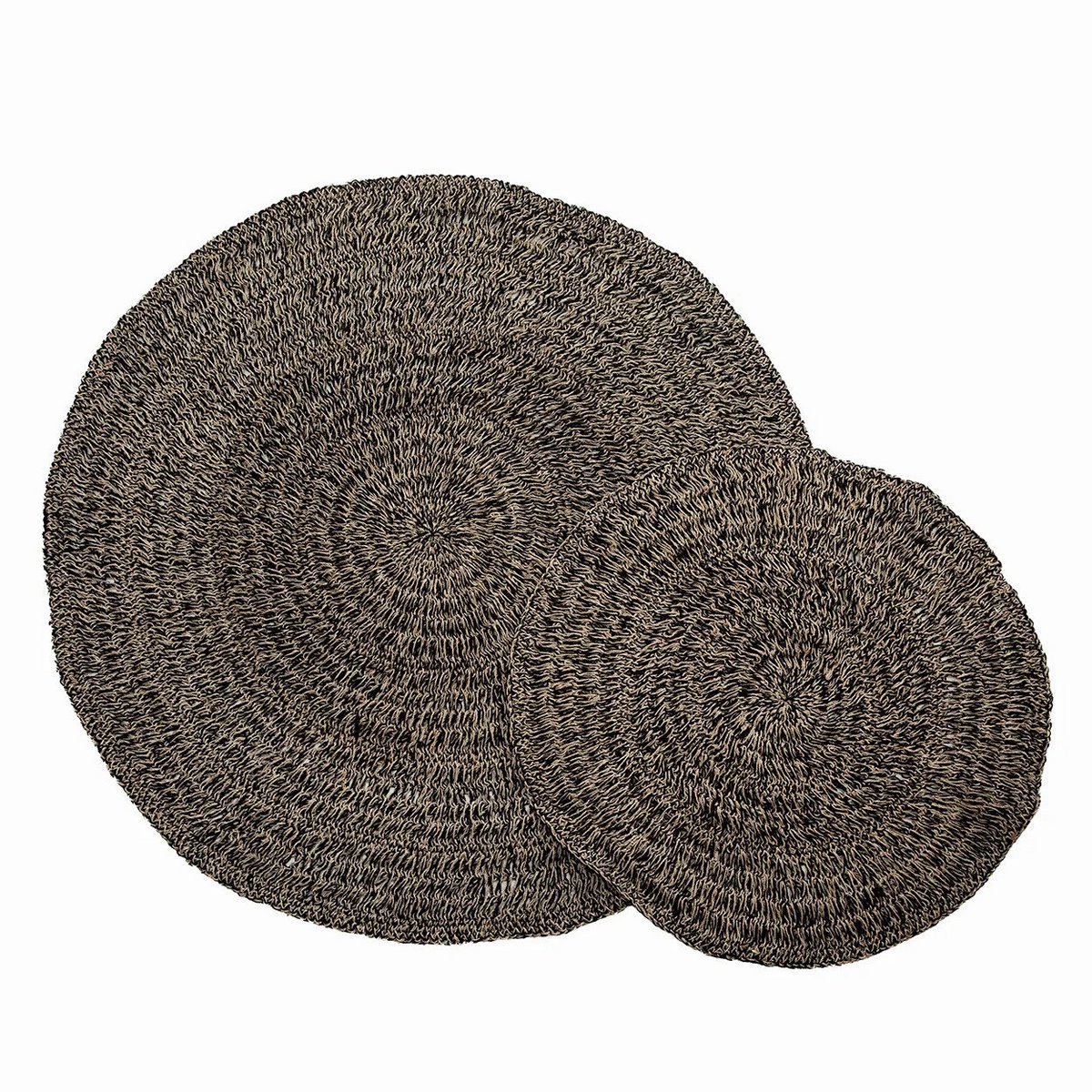 Tapis rond en jonc de mer Seagrass – Noir Naturel – Ø200cm | Bazar Bizar