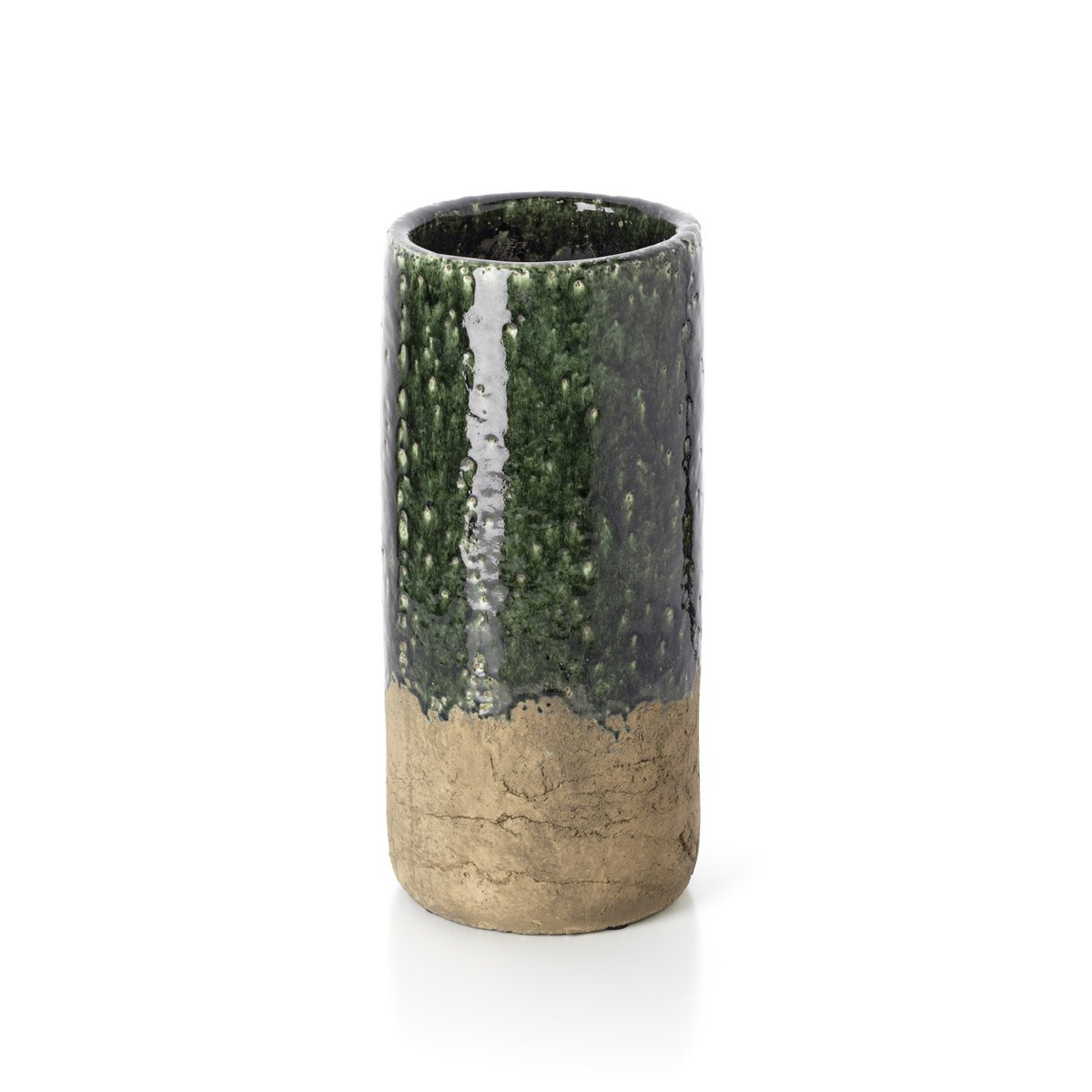 Vase cylindrique en grès Moss – Vert Béton – L | Bazar Bizar
