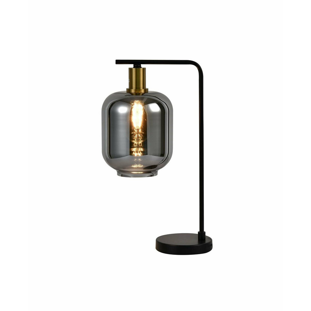 Lampe à poser Lily en acier inoxydable et verre fumé