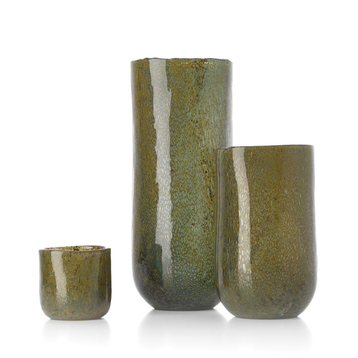 Vase Forest vert olive bas en verre – 22 cm