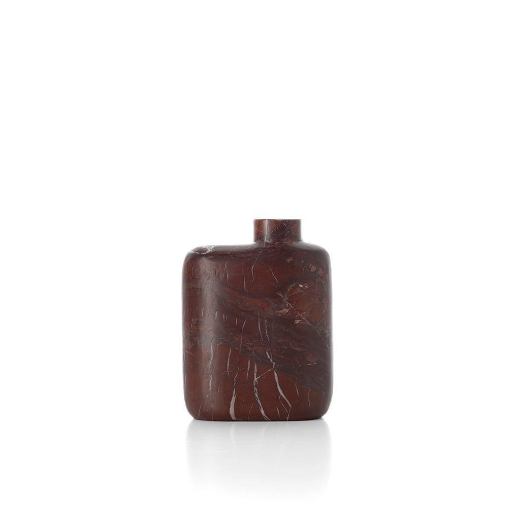 Vase bas Rosso Levanto en marbre rouge – 17,5 cm