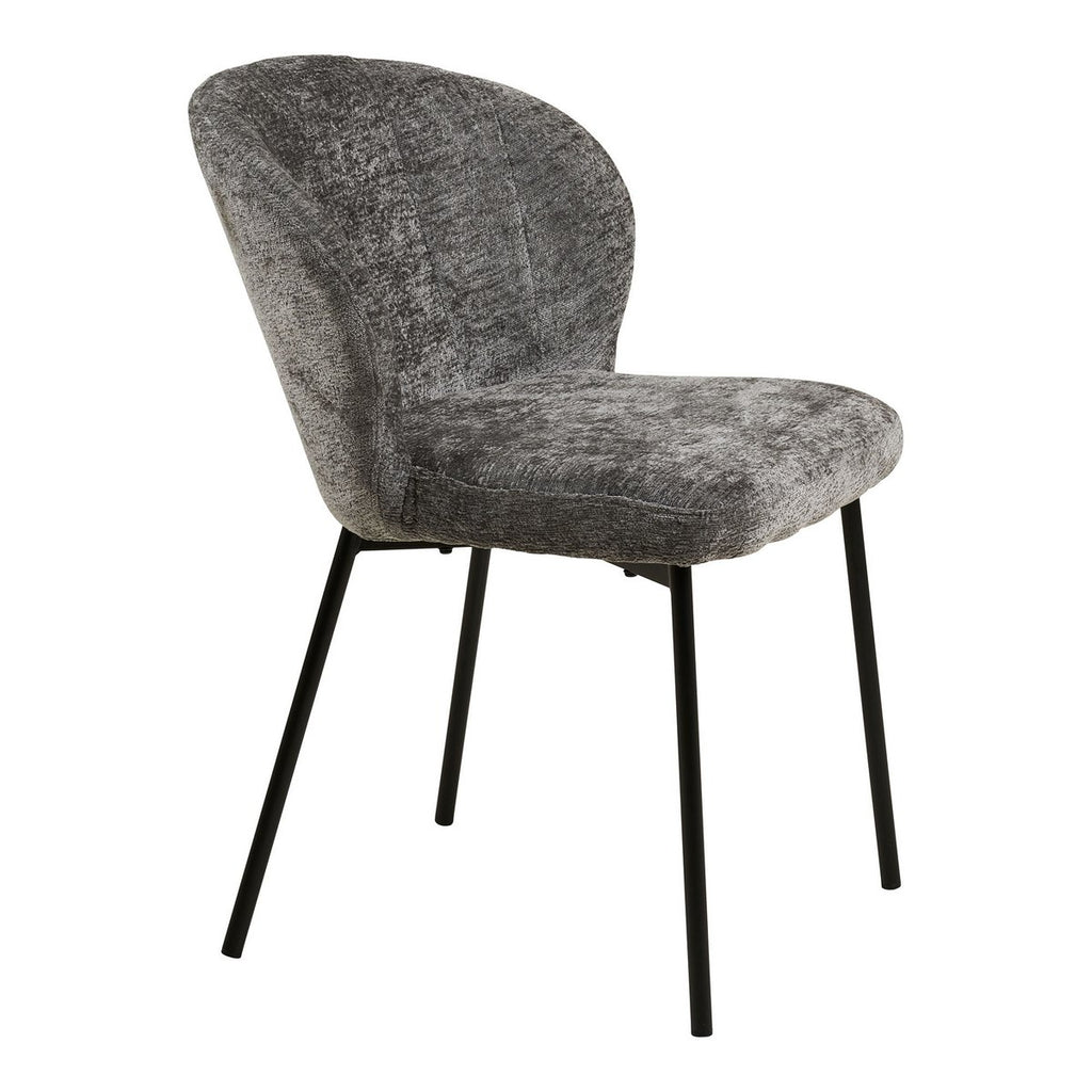 Chaise de salle à manger Roanne, gris, pieds noirs, HN1319 - Lot de 2
