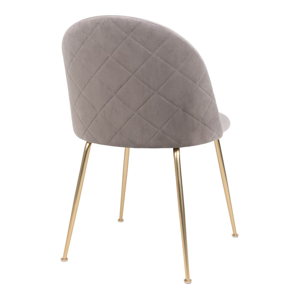 Chaise de salle à manger Geneve - Velours, Acier, Gris - Lot de 2