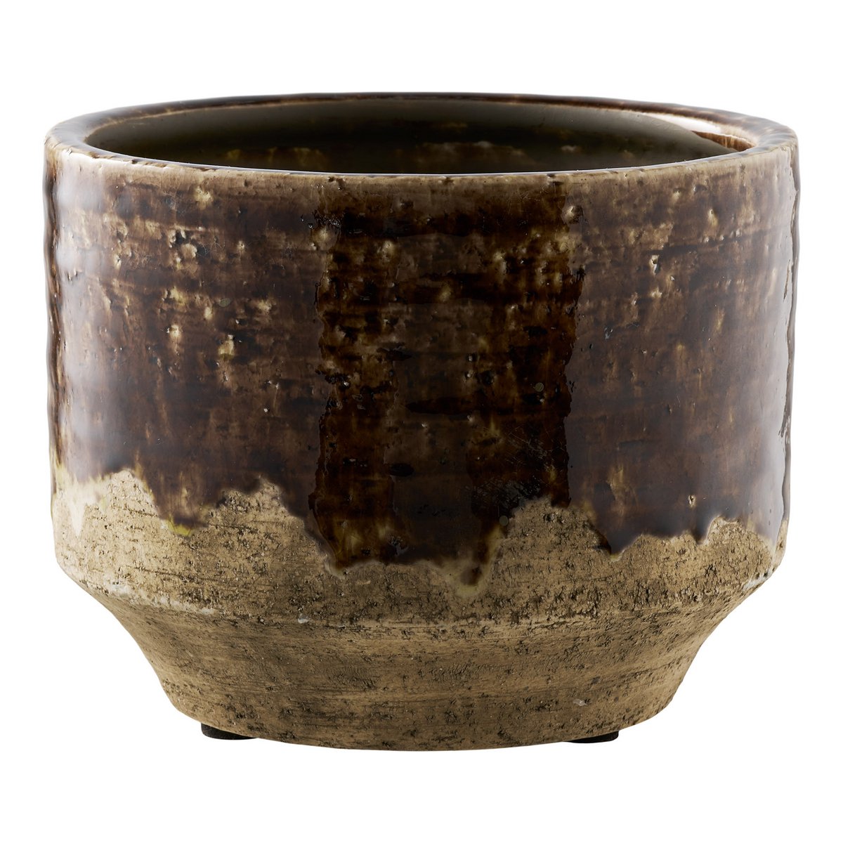 Pot de fleurs en céramique marron Ø 16,5 × H 12,5 cm