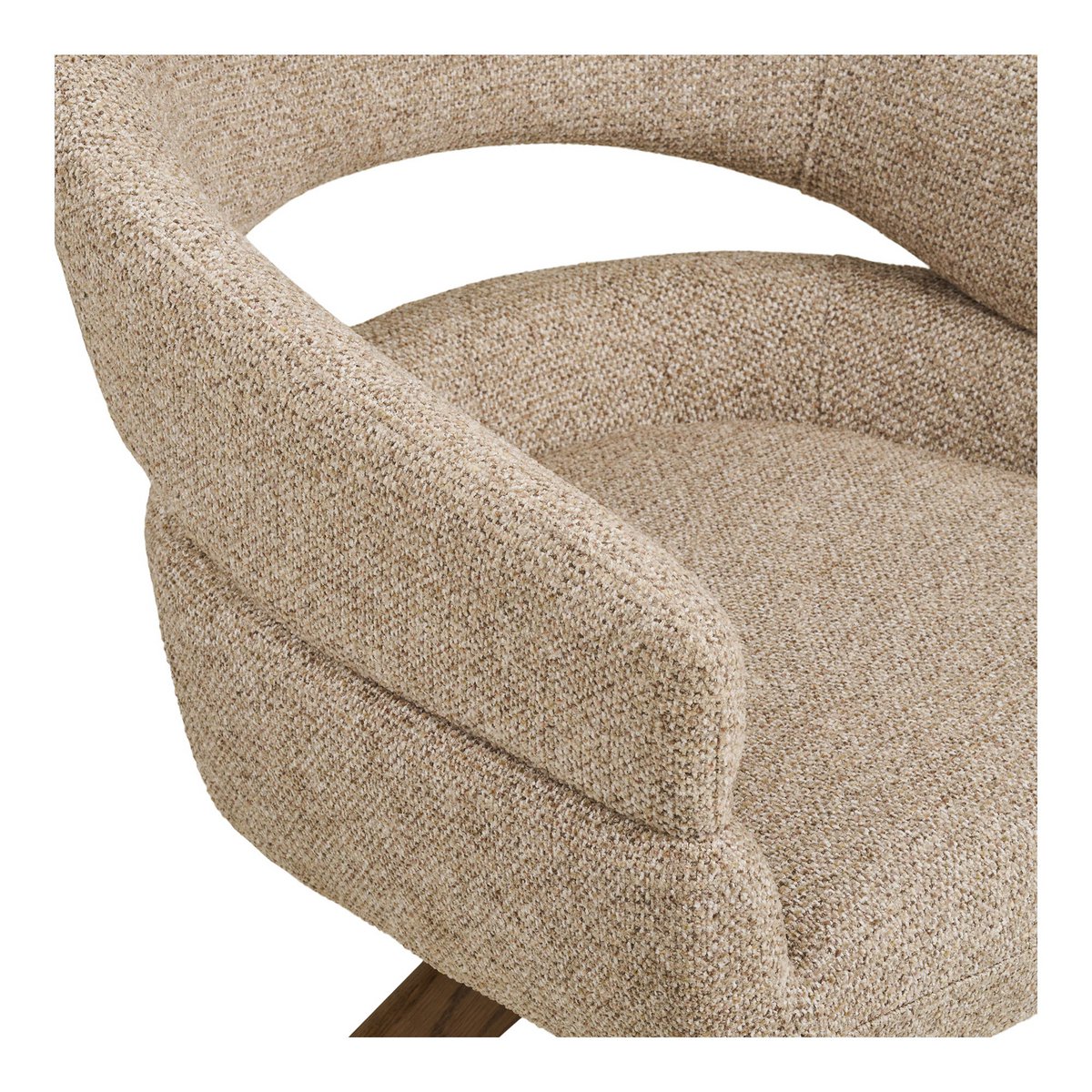 Chaise de Salle à Manger Dover - Tissu Sable Chiné & Pieds Chêne Brun Pivotants