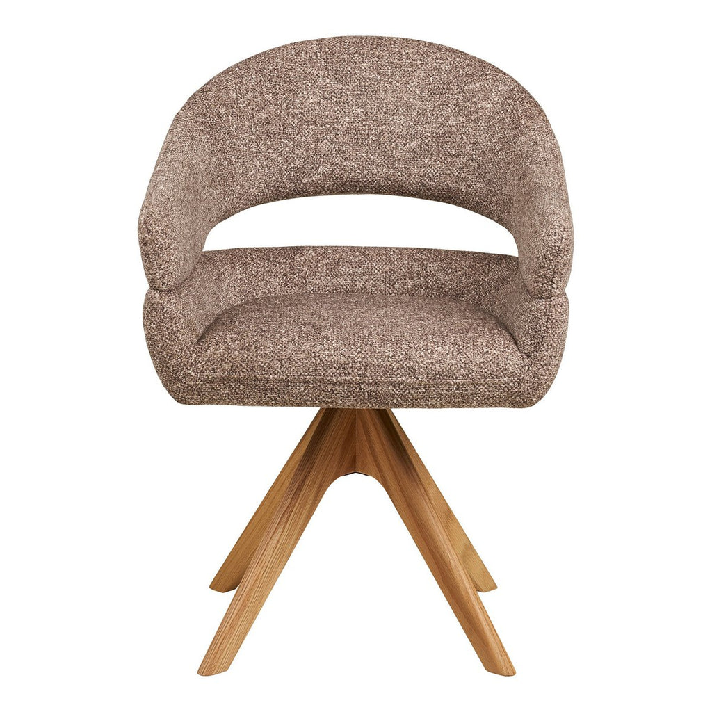 Chaise de Salle à Manger Dover - Tissu Marron & Pieds Chêne Naturel Pivotants