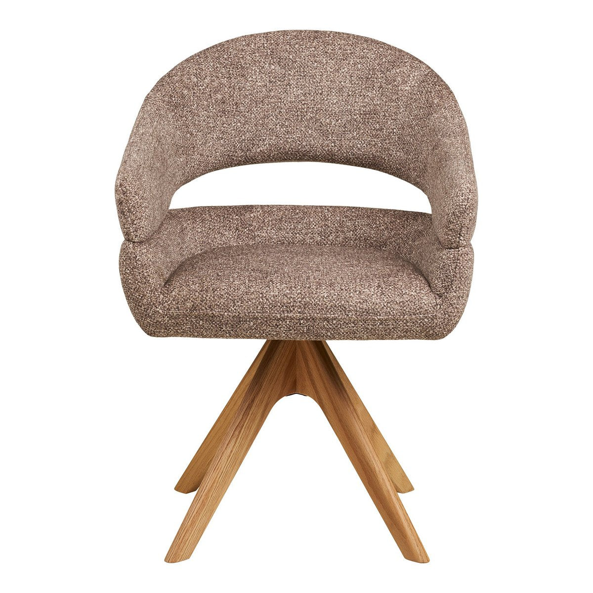 Chaise de Salle à Manger Dover - Tissu Marron & Pieds Chêne Naturel Pivotants