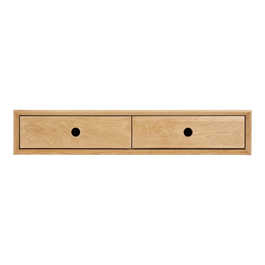 Commode murale Luzern en chêne laqué – 2 tiroirs – 80 × 25 × 15 cm
