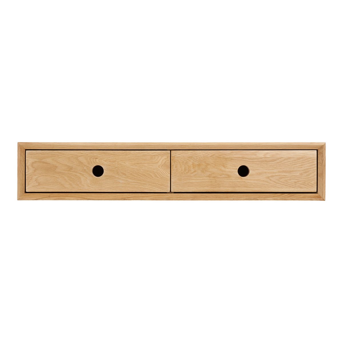 Commode murale Luzern en chêne laqué – 2 tiroirs – 80 × 25 × 15 cm