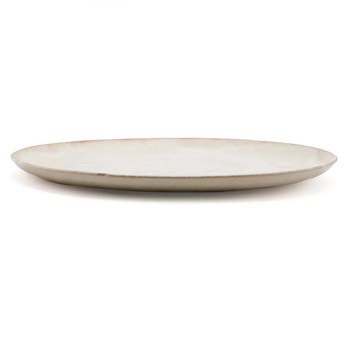 Assiette à salade en grès Cascais – Blanc Bord Marron | Bazar Bizar