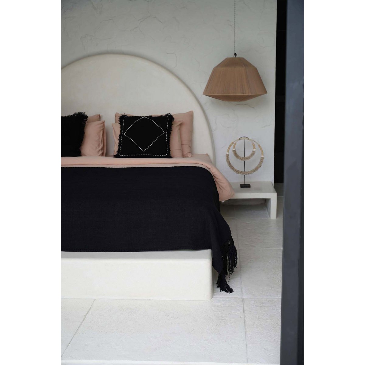 Jeté de lit Gypsy Noir en coton 122 × 260 cm