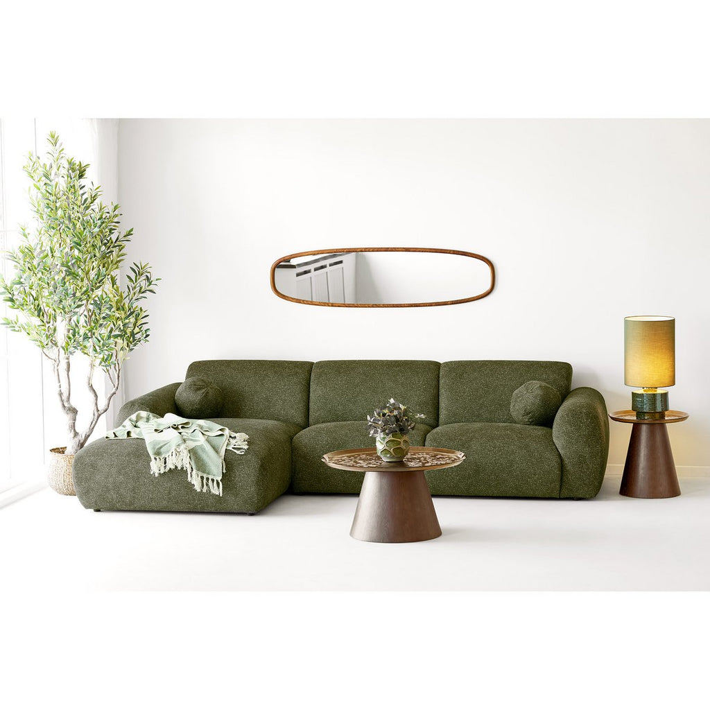 Table d’appoint Orvieto marron en placage frêne et verre – Ø 50 × 48 cm