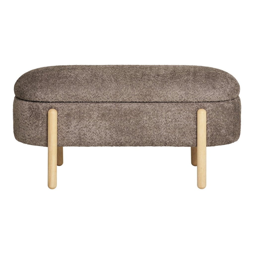 Banc Branca - Marron/Naturel, Polyester/Mousse/Contreplaqué, 98x41x48 cm