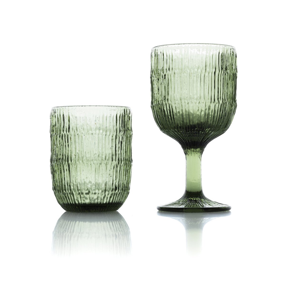 Verre à vin en verre recyclé Moss Ripple – Vert | Bazar Bizar