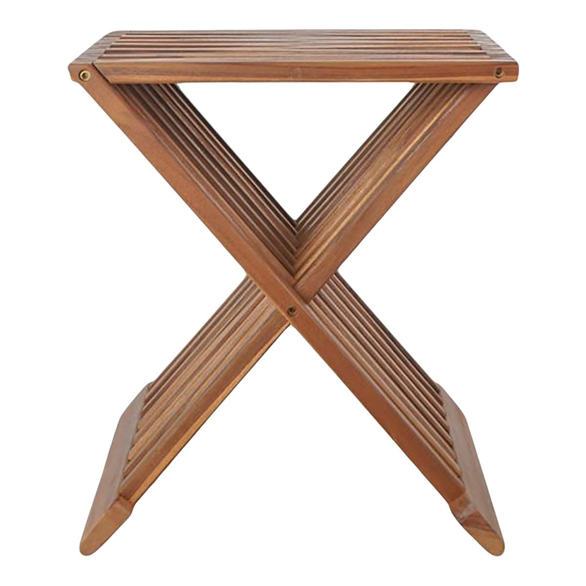 Tabouret Pliant Erto - Teck Naturel, 40x35x45 cm