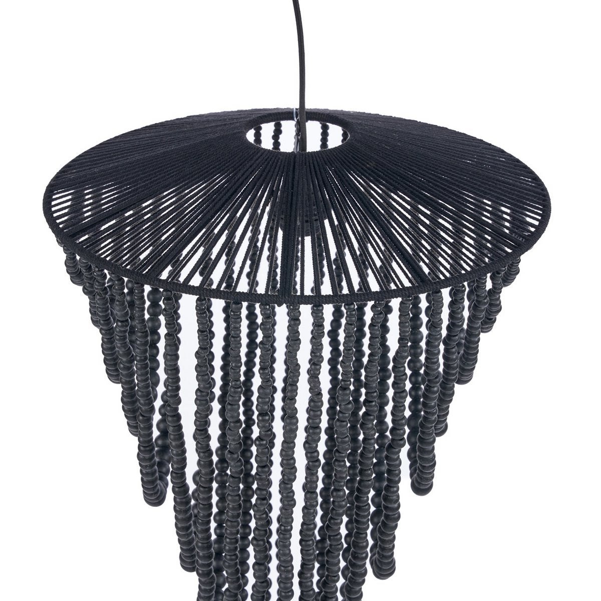 Le Lustre en Perles de Bois - Noir - L