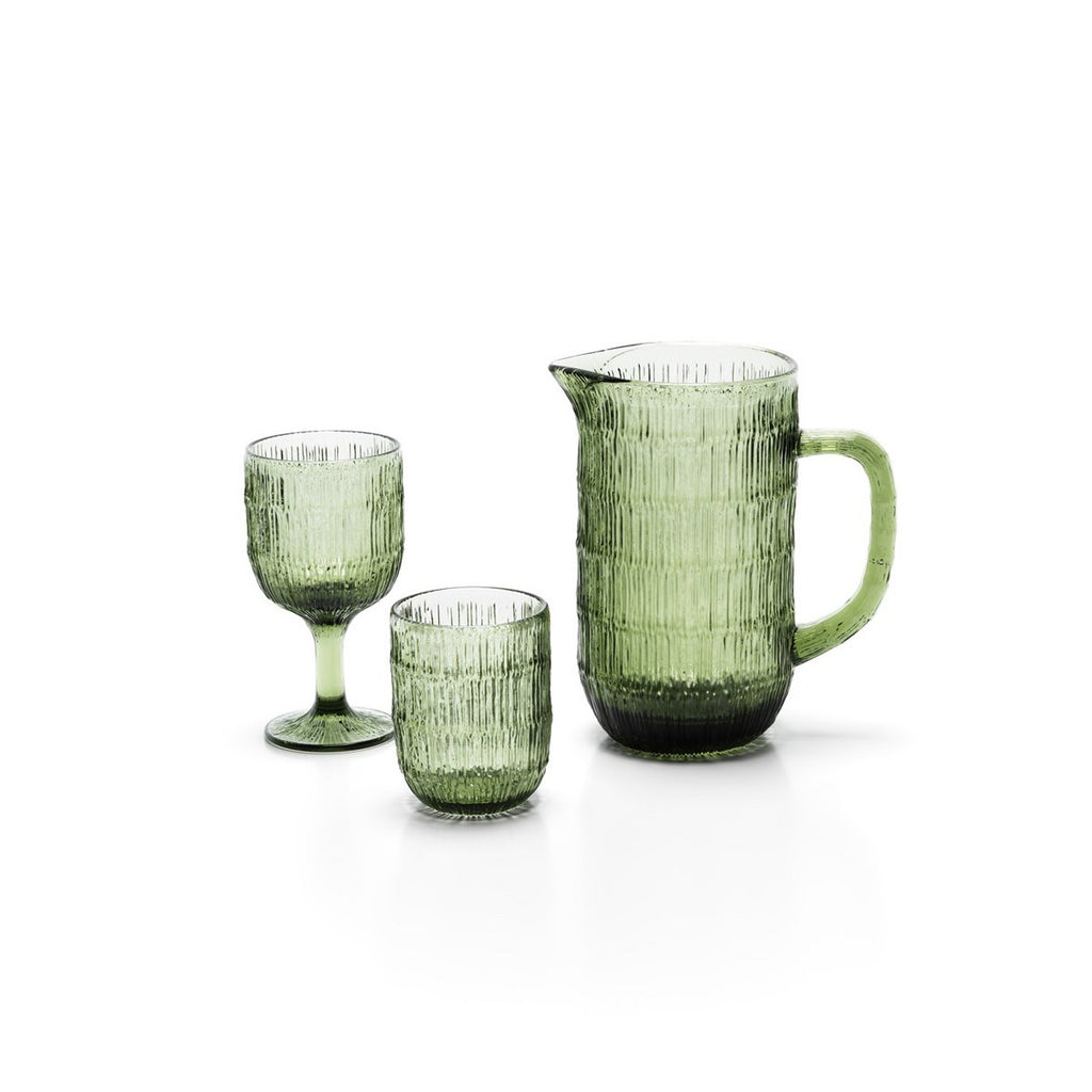 Verre à vin en verre recyclé Moss Ripple – Vert | Bazar Bizar