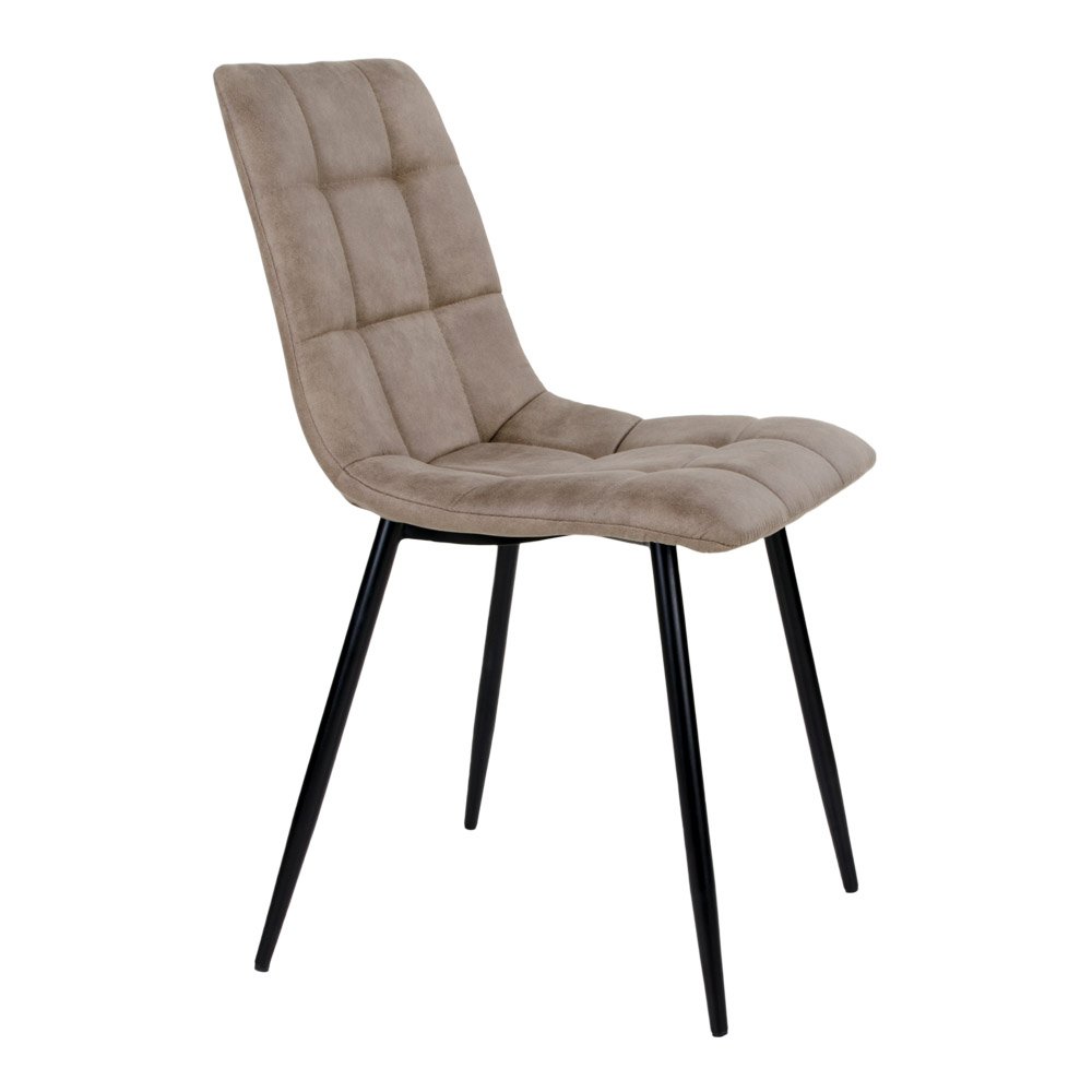 Chaise de salle à manger Middelfart – Marron, microfibre, pieds en métal noir – Lot de 2