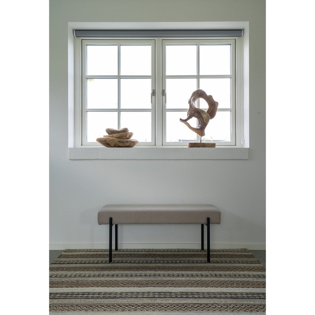 Banc Swindon – Couleur pierre, pieds noirs – 100x36x42,5 cm