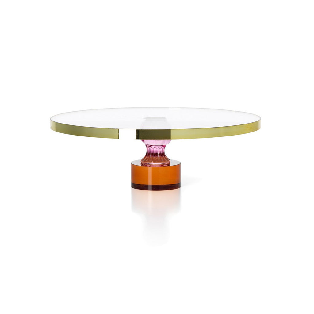 Présentoir à gâteau en verre recyclé Gemstone – Ambre Rose Or | Bazar Bizar