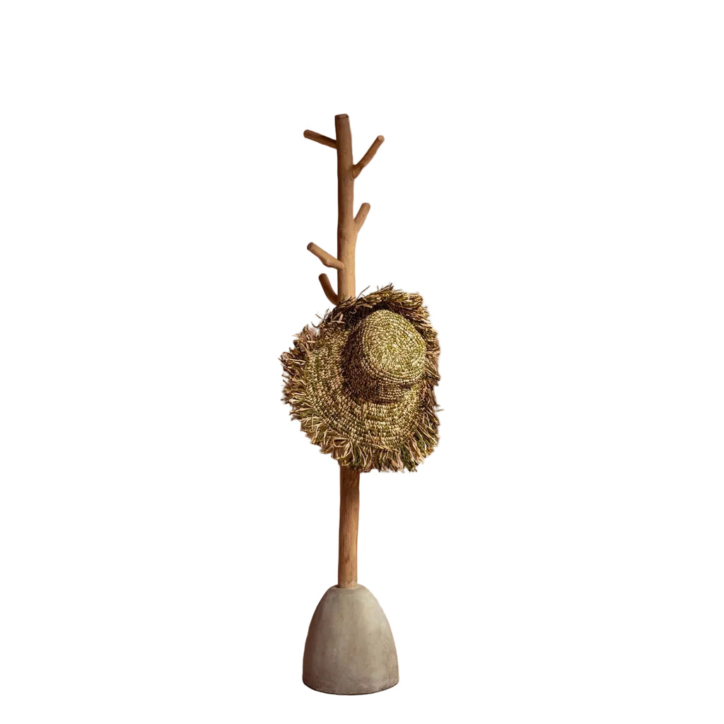 Porte-manteau en béton et teck – Naturel | Bazar Bizar