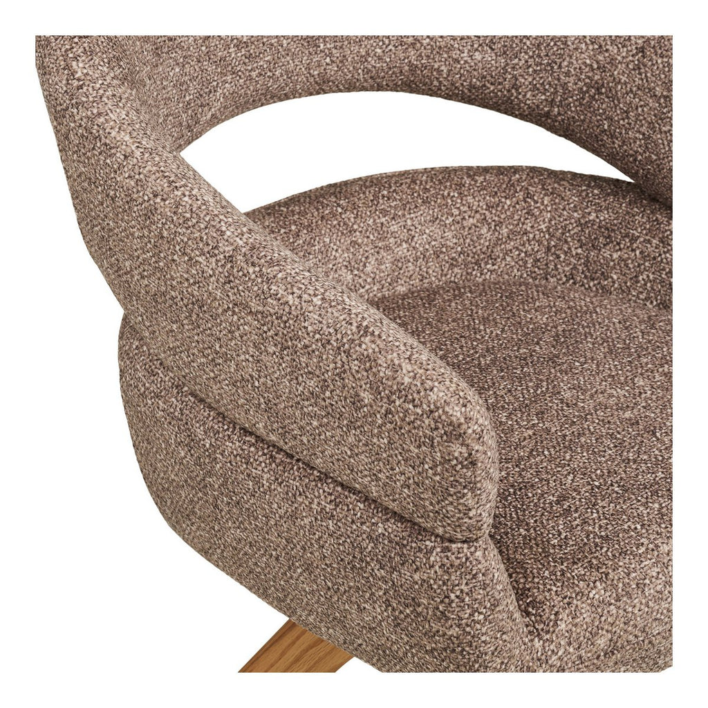 Chaise de Salle à Manger Dover - Tissu Marron & Pieds Chêne Naturel Pivotants