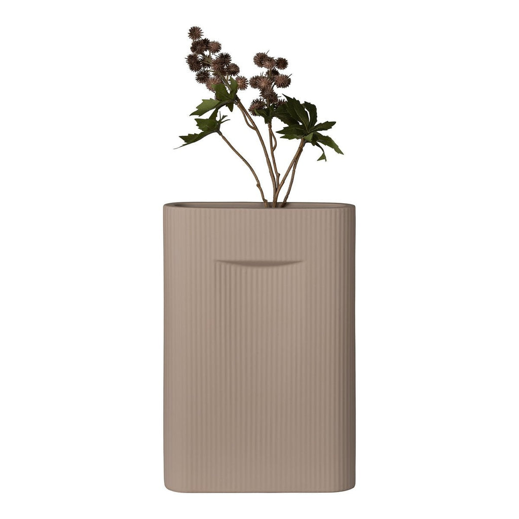 Vase en Céramique Marron - Forme Ovale, 24x8,5x35,5 cm