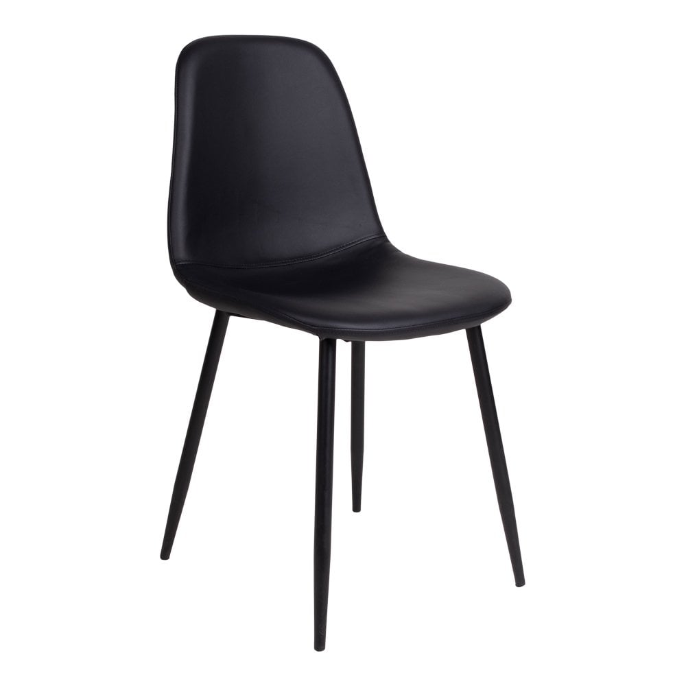 Chaise de salle à manger Stockholm – Noir, cuir PU, pieds en métal noir – Lot de 2