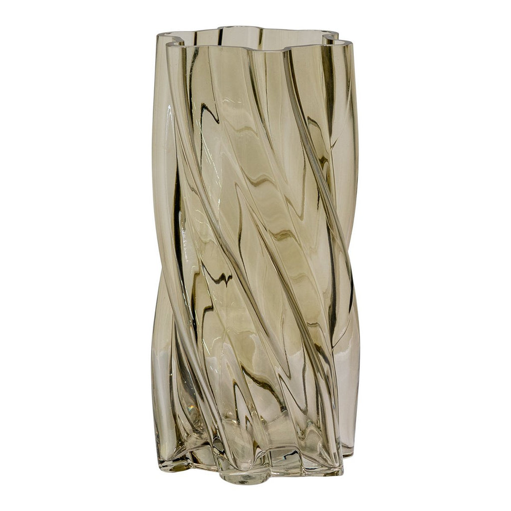 Vase en verre soufflé bouche vert fumé – Ø12,5x25 cm