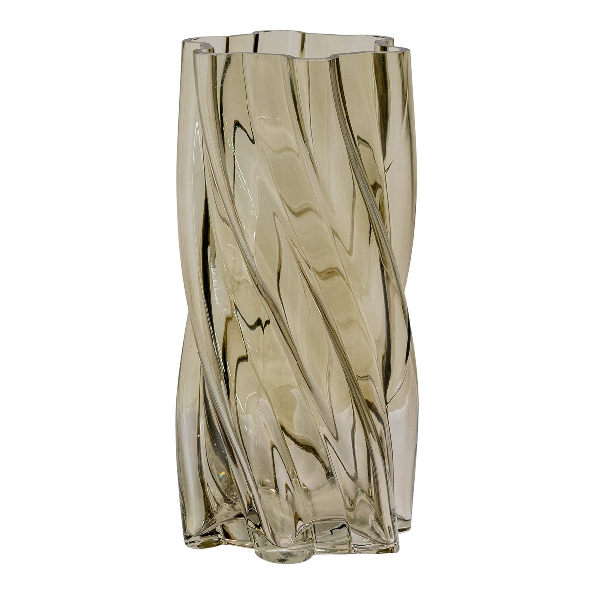 Vase en verre soufflé bouche vert fumé – Ø12,5x25 cm