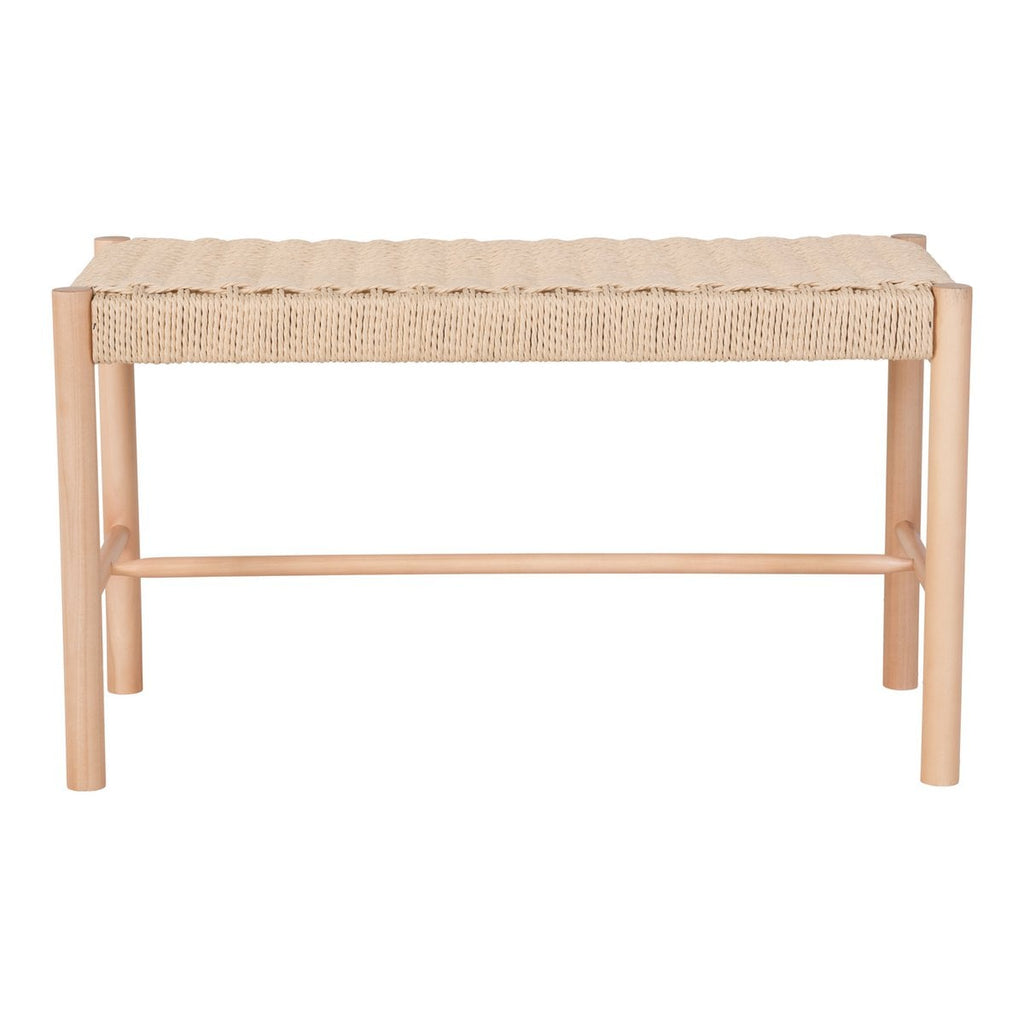 Banc Abano - Naturel, Bois de Peuplier, Corde de Papier, 35x80x45cm