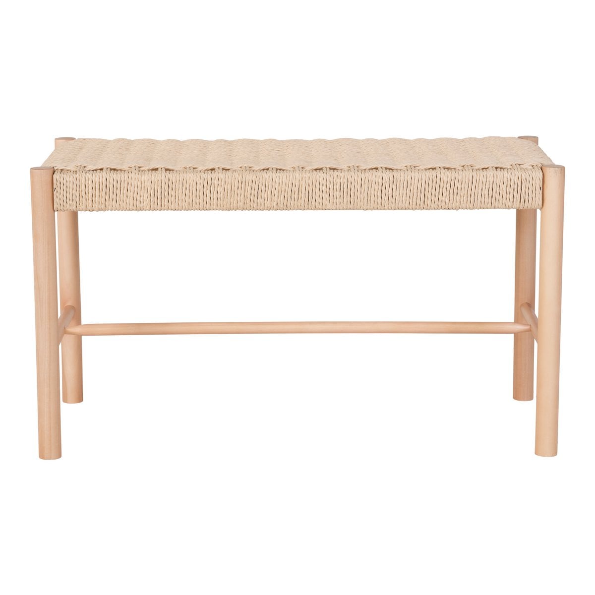 Banc Abano - Naturel, Bois de Peuplier, Corde de Papier, 35x80x45cm