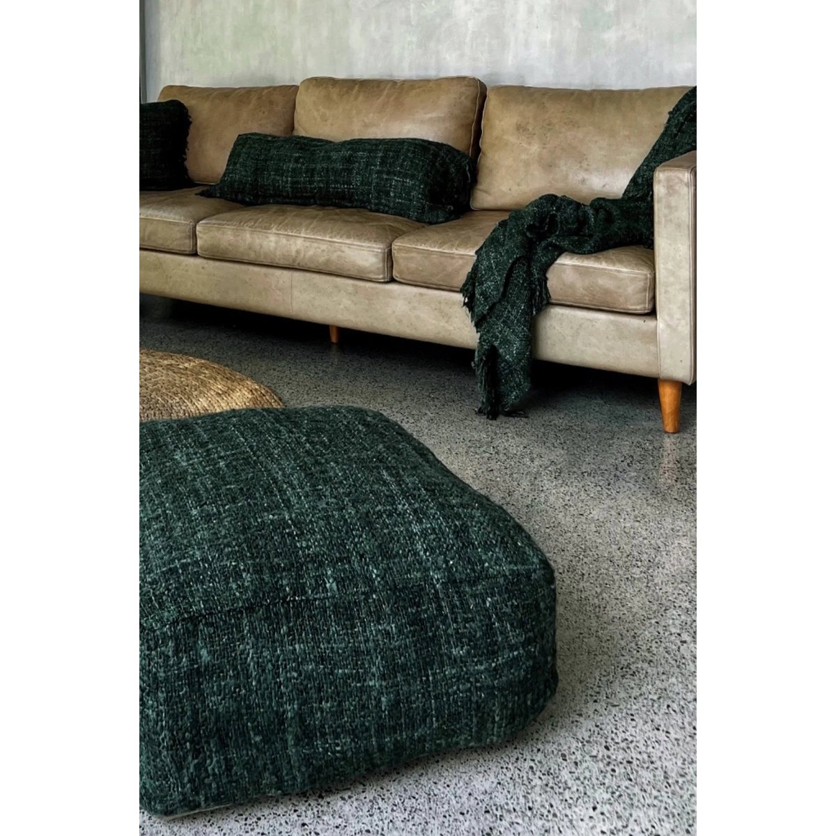 Pouf en coton Oh My Gee – Vert Forêt | Bazar Bizar