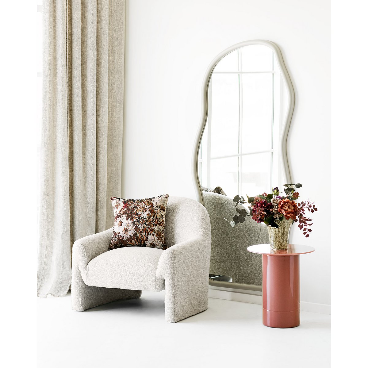Table d’appoint Florens rose terreux – Ø 45 × 51 cm