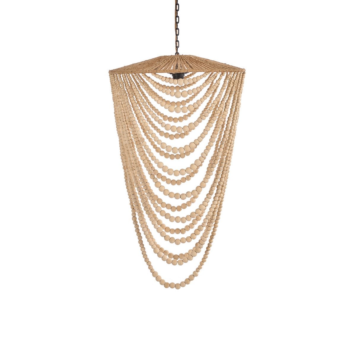 Le Lustre en Perles de Bois - Naturel - L