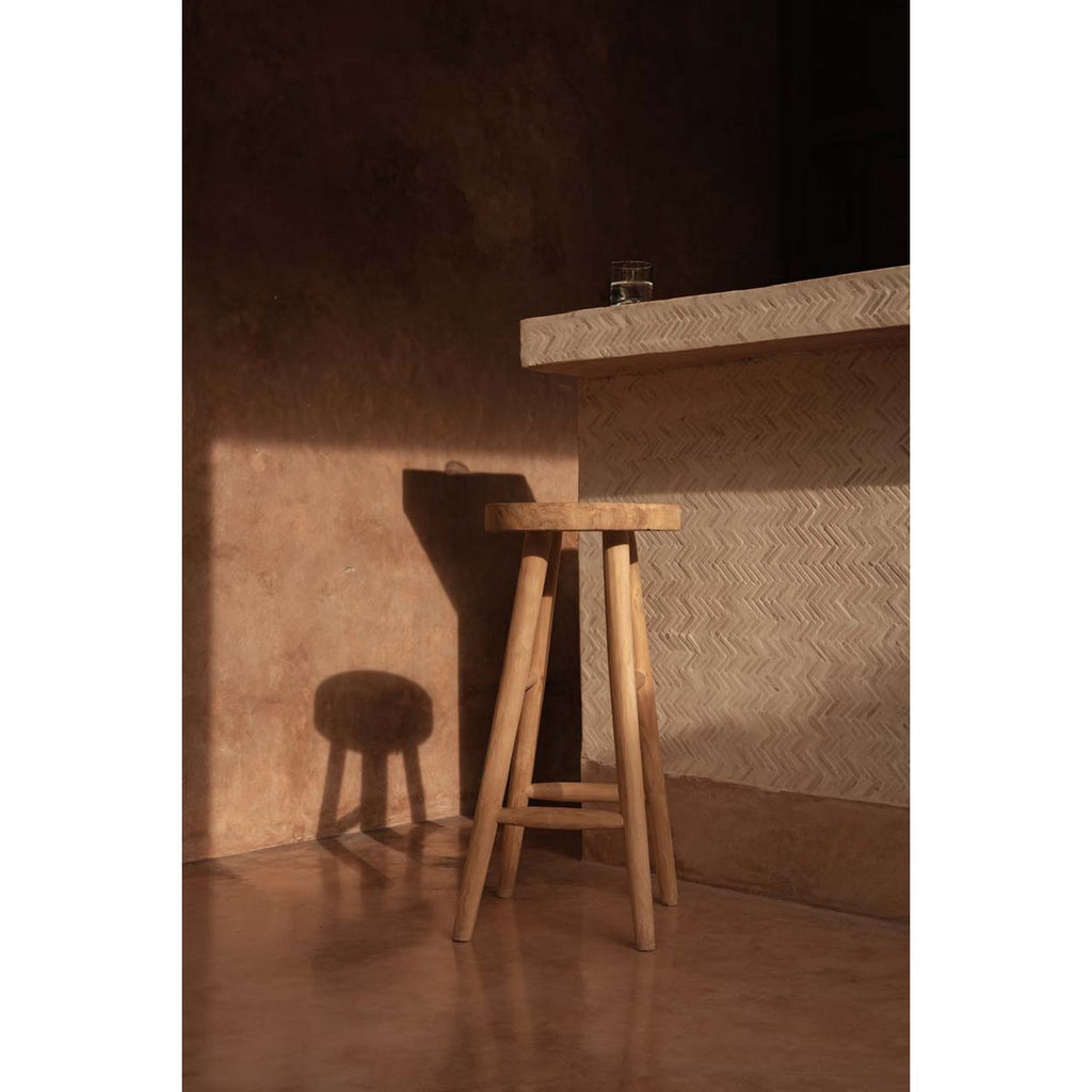 Tabouret de bar en bois de teck Kedut – Naturel – 75cm | Bazar Bizar