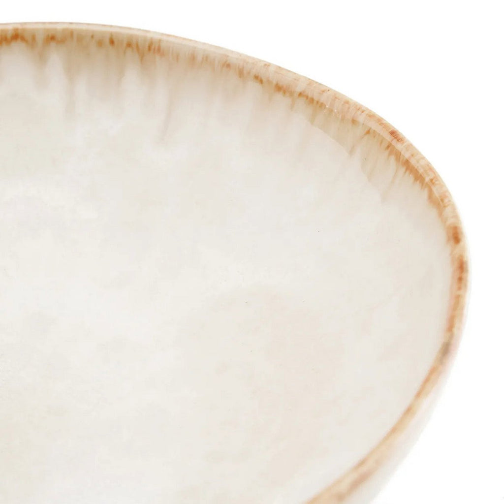 Assiette à pâtes en grès Cascais – Blanc Bord Terre Brûlée | Bazar Bizar