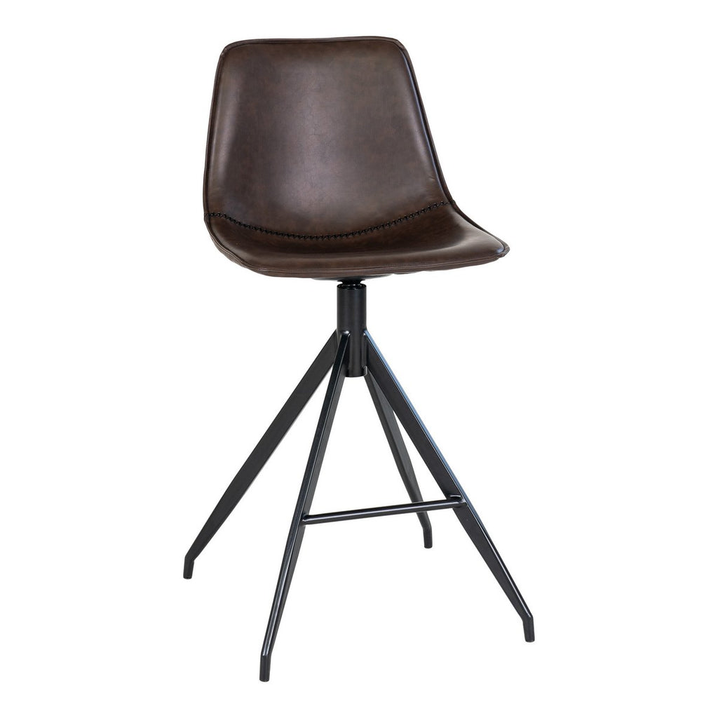 Chaise de comptoir Monaco – Cuir PU marron (lot de 2)