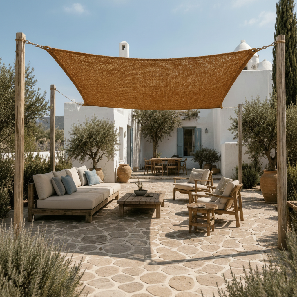 Voile d’ombrage rectangulaire en fibre de coco The Coco Shade – Naturel – 500×300cm | Bazar Bizar