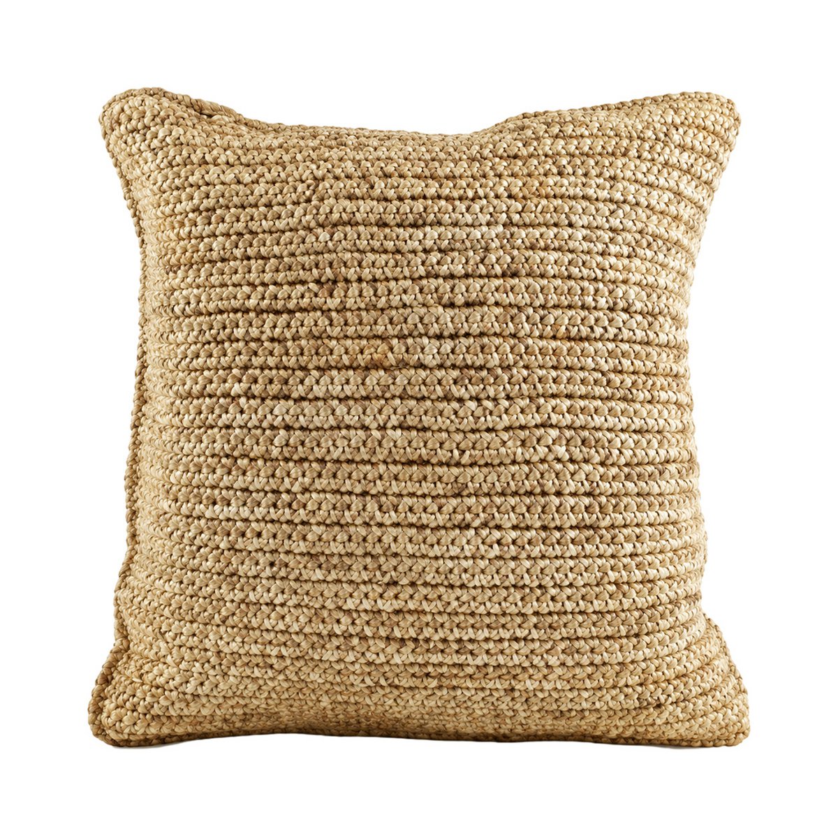Housse de Coussin Raffia Flores Carrée - Naturel - 50x50