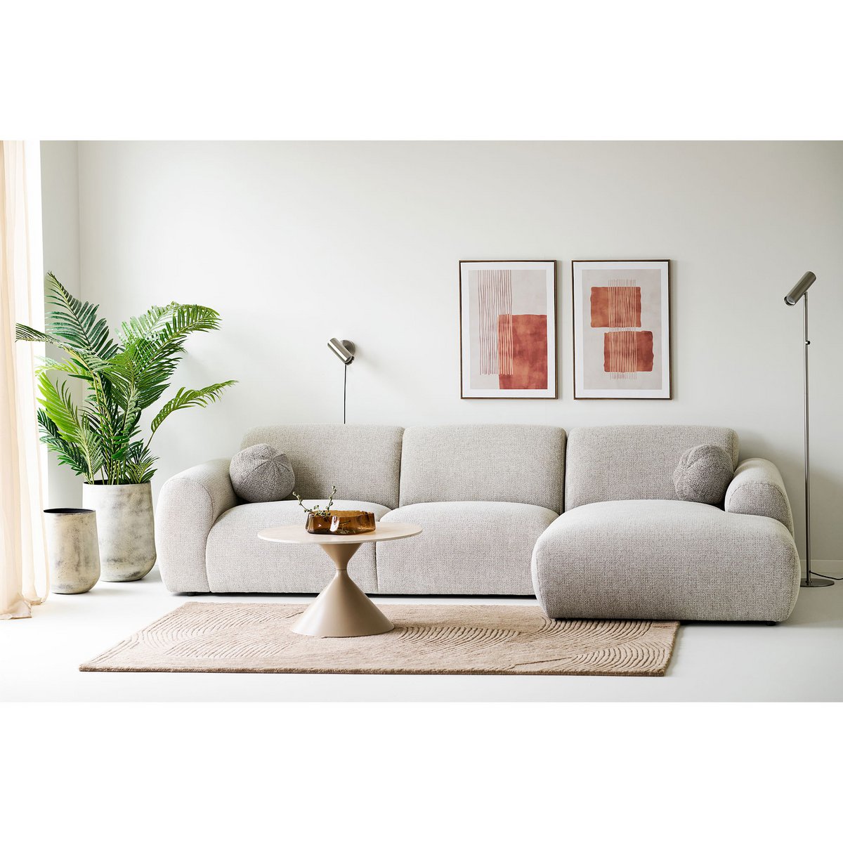 Table Basse Annecy - Céramique Travertin & Acier Sable, Ø70x41 cm