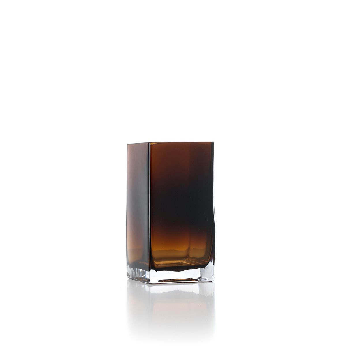 Vase cuböide en verre recyclé Ambre – S | Bazar Bizar