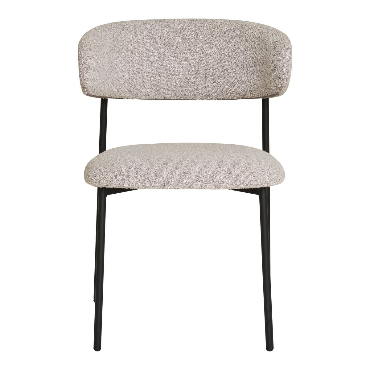 Chaise de salle à manger Mira – Bouclé sable & pieds noirs (lot de 2)