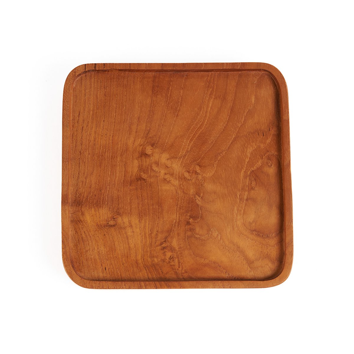Assiette carrée en teck – Naturel – XS | Bazar Bizar