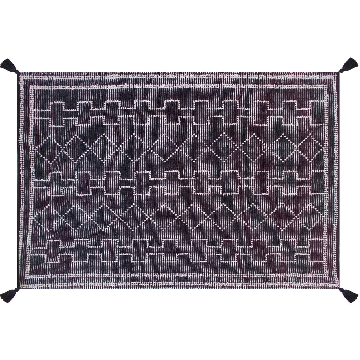 Tapis tissé main Gimie Charbon et Ivoire en PET recyclé 190 × 290 cm