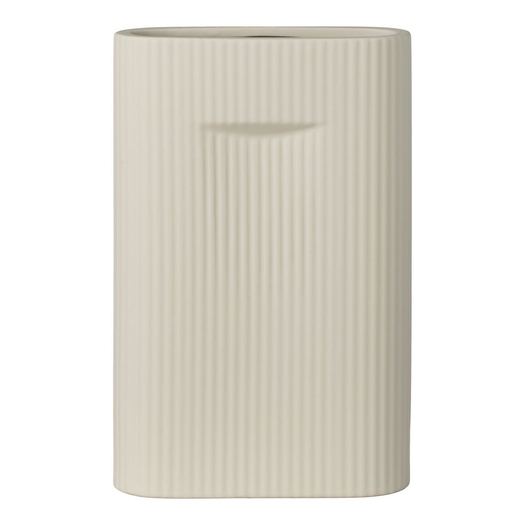 Vase en Céramique Gris - Forme Ovale, 16,5x6,5x26 cm