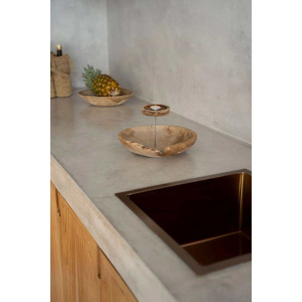 Bougeoir en bois naturel forme assiette – Naturel | Bazar Bizar